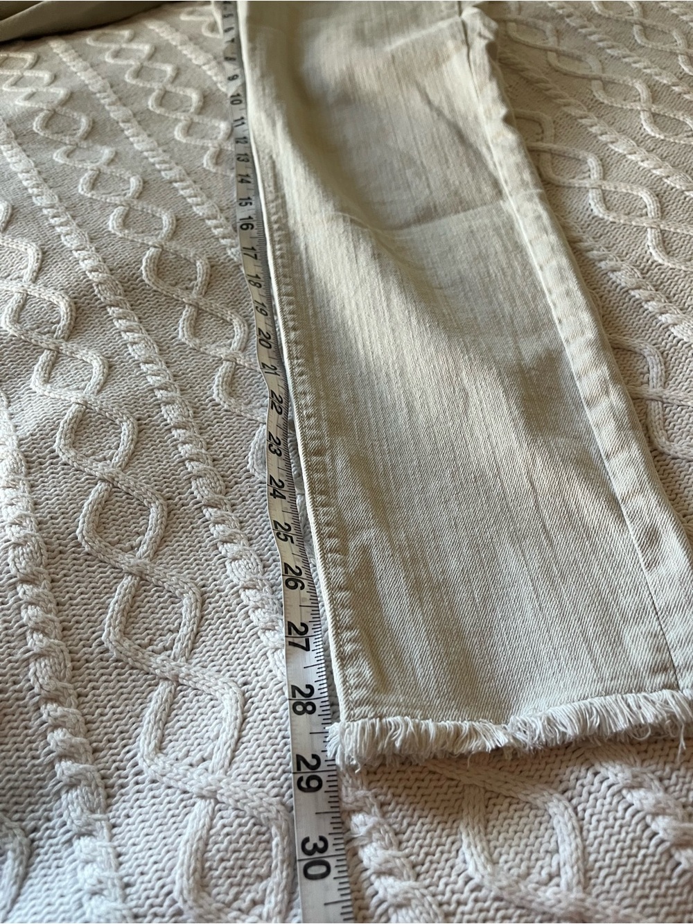 Loft Light Ivory Slim Zip-Pocket Ankle Pants with Fray Modern Skinny SZ 8 - Picture 6 of 15